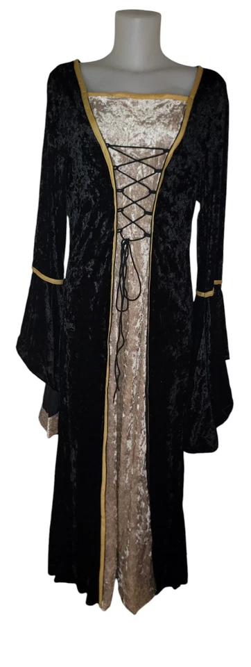Vestido para mujer negro medieval de terciopelo renacimiento renacimiento Goblincore talla 3X/2X Foto 2 de 4