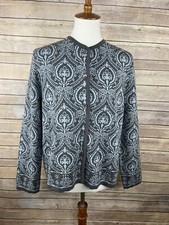 Pendleton Large 100 Merino Wool Cardigan Gray Blue Button Front Sweater