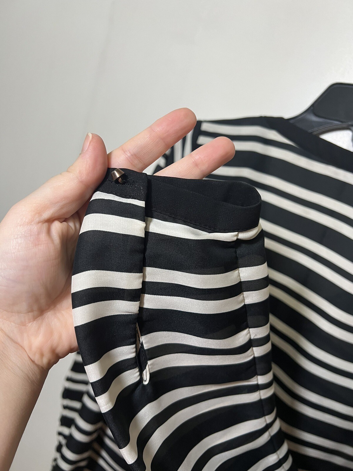 ZARA BASIC Striped Button Up V Neck Blouse Sheer … - image 7