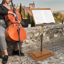 Musician's Bamboo Music Stand for Sheet Music Portable  Height-Adjustable Shelf