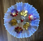 Antique Dugan Goofus Carnival  Glass Opalescent  Footed Bowl Great Cond
