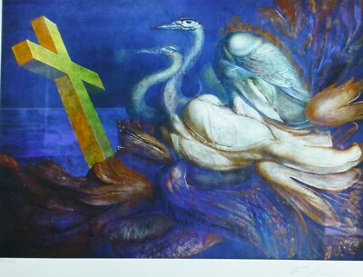 Ernst fuchs 1930-2015 Die Schwanenreise Schwan Handsigniert 2012 Austrian Artist