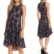 Eliza J. Dark Navy Lace Dress In 6 NWT