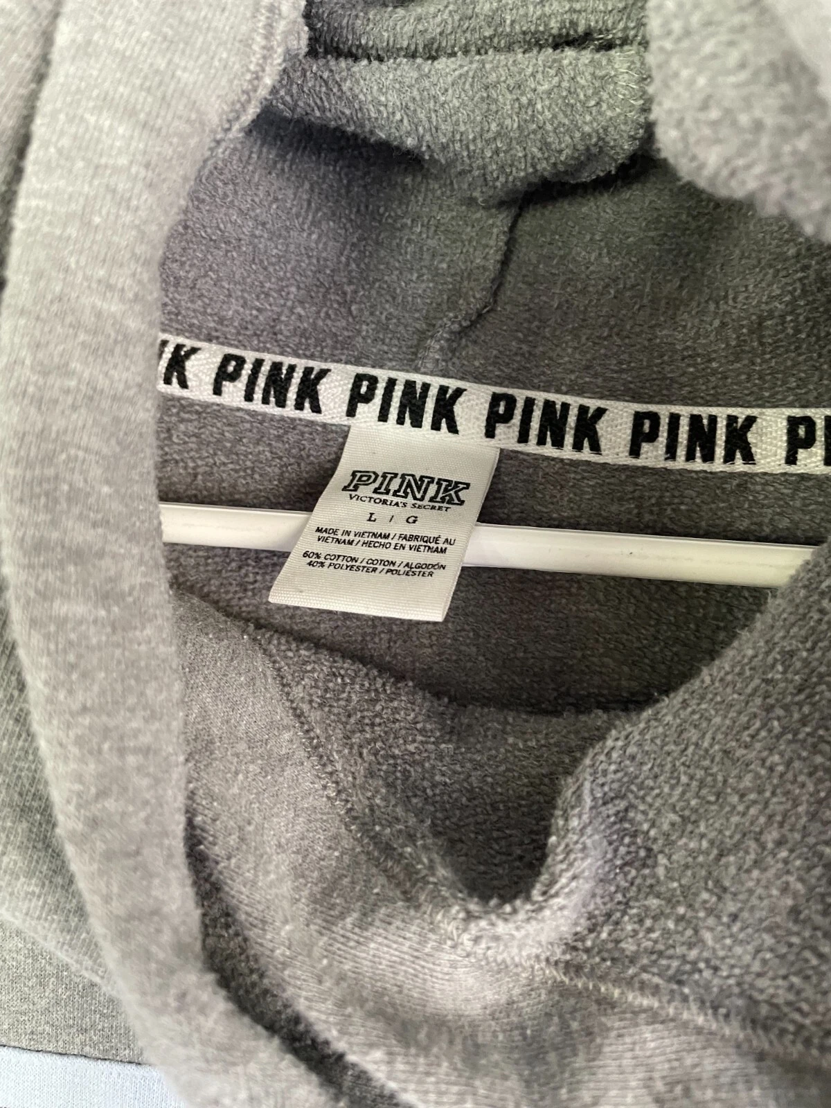 UNDERCOVER Felpa con cappuccio pullover Victoria Secret ROSA taglia L grigio blu pile logo