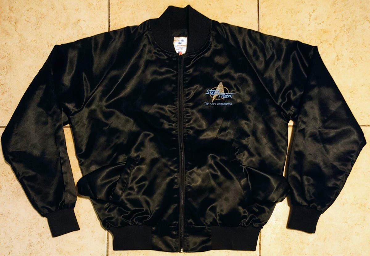 Vintage Bomber Jacket Star Strek Next Generation Logos Embroidered