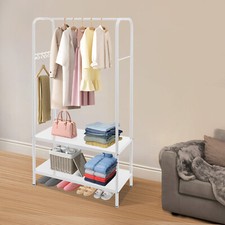Metal Clothes Rack W/ Bottom Shelves Clothes Display Rack Closet Clothing Holder