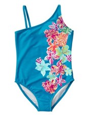 NWT Gymboree Girl blue Tropical Flower swimsuit 1 pc SZ 4 5/6 7/8 10/12
