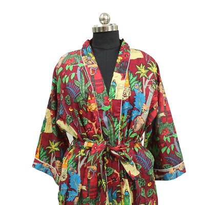 Frauen Hand Block Farida bedruckt Kantha Kimono Jacke Baumwolle Nachtwäsche B...