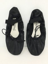 Baryshnikov Black Soft Leather Childrens Kids Ballet Slipper Shoes 12.5E Full
