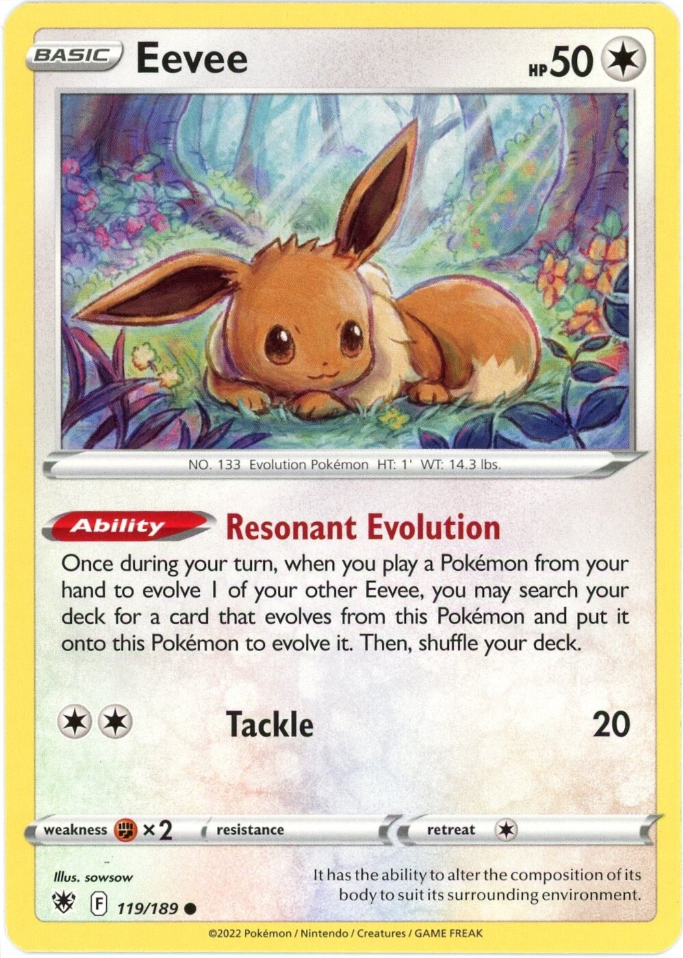 Eevee - 119/189 - Astral Radiance - Pokemon - LP/NM Never Played