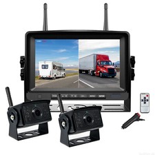 Digital Wireless 7" Monitor Split screen 2x Reversing Camera Kit DVR Loop Record