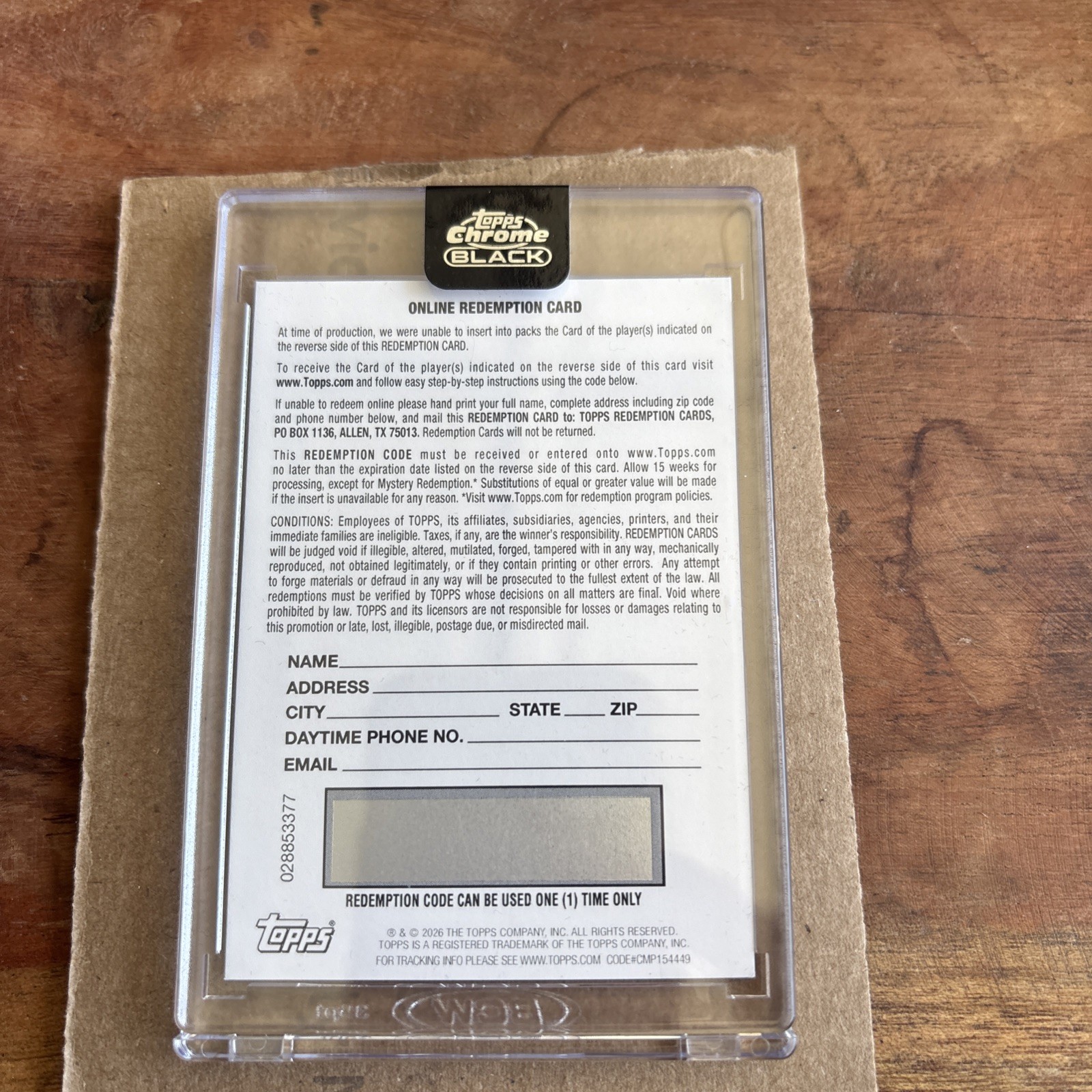 2026 Topps Chrome Black Munetaka Murakami RC Auto Redemption Base Parallel view 2