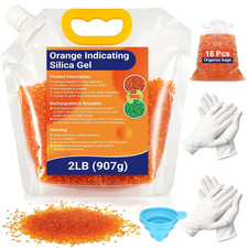 Orange Silica Desiccant Beads, 2 LBS Indicating Silica Gel Desiccant Beads
