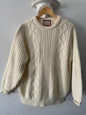 Vtg  Chunky Cable Knit Pullover Jumper Fisherman Sweater Size M  Pit 2 Pit 22"