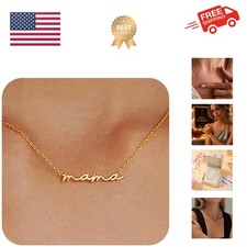 Mothers Day Gifts Mama Pendant Necklaces for Women - Dainty Small 18K Gold Pl...