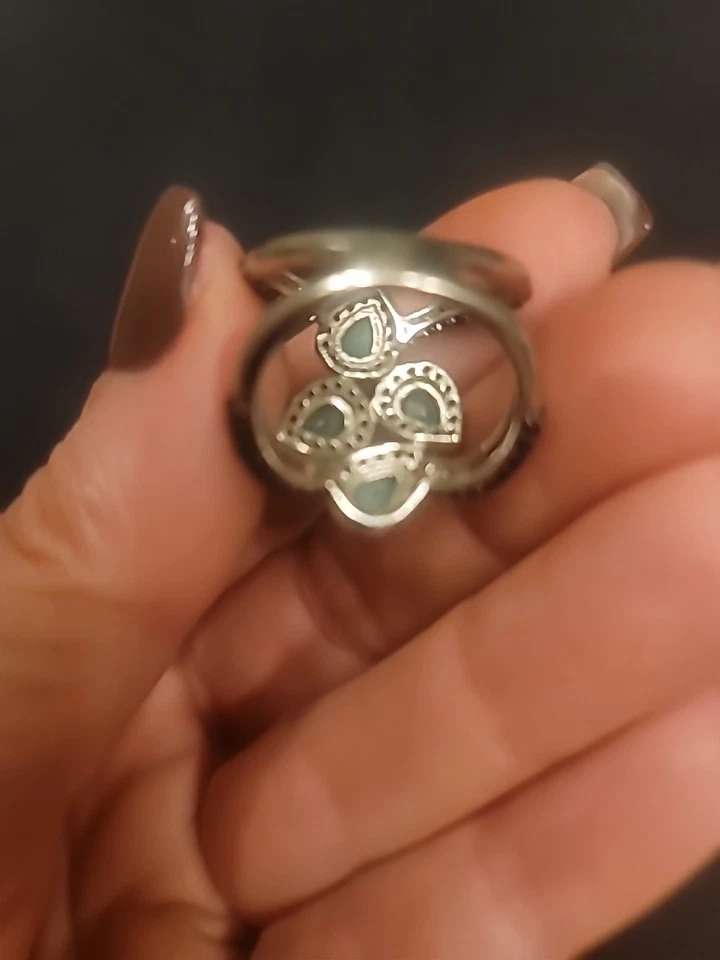 Emerald and Black Spinel Ring Size 6 - Image 2 of 2