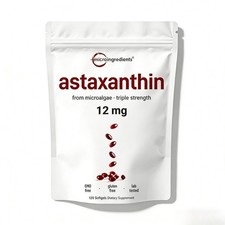 Astaxanthin 12mg: For Radiant Skin Glow  Eye Health.Natural Microalgae Source