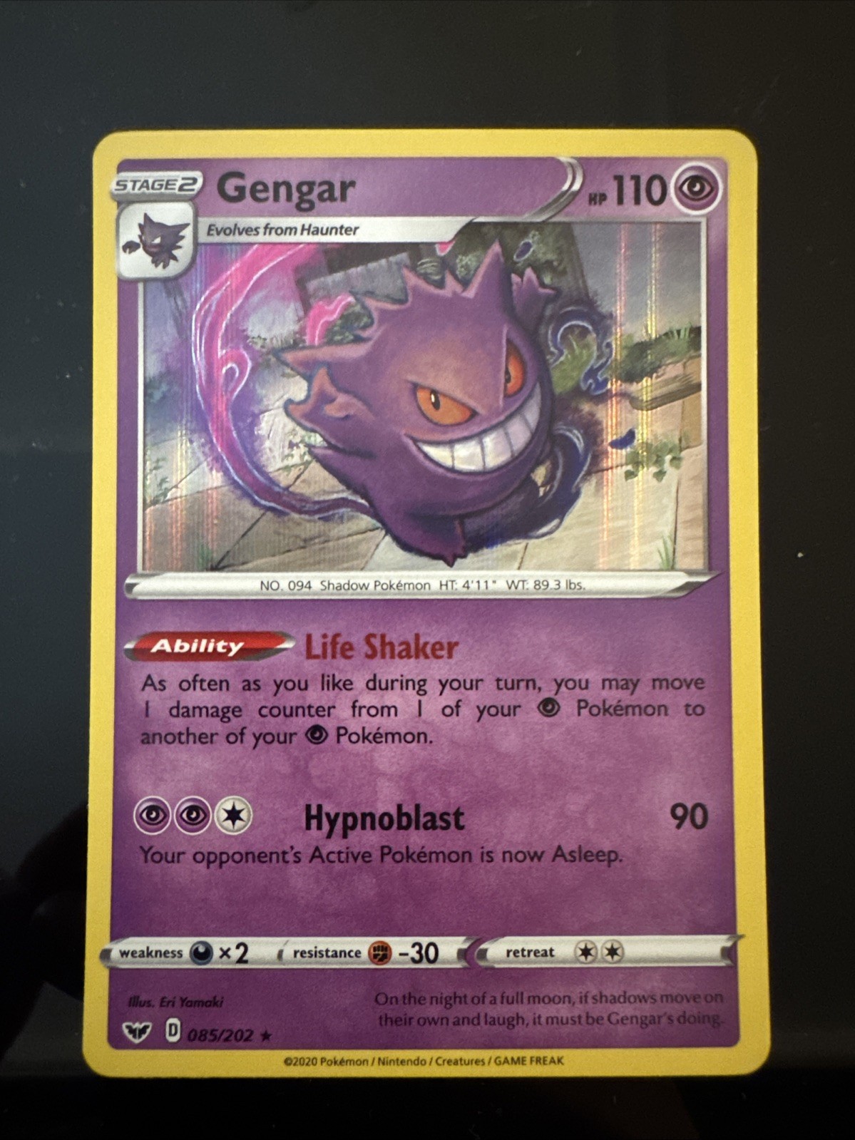 Gengar Holo Rare Pokemon SWSH01: Sword & Shield Base Set 085/202 NM