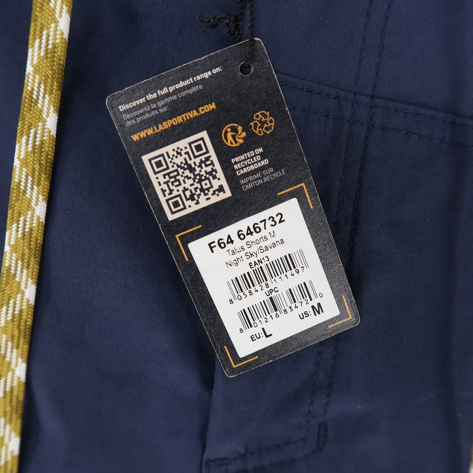 Pantalones Cortos La Sportiva Talus Para Hombre M Azul Marino Amarillo Elástico Cordón Senderismo Foto 2 de 4