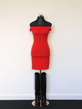 Zalora Orange Off Shoulder Bardot Fitted Mini Dress Stretchy Summer Party XS