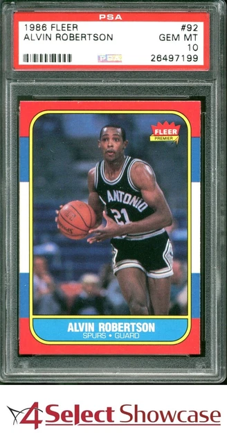 1986 FLEER #92 ALVIN ROBERTSON RC SPURS PSA 10 SET BREAK