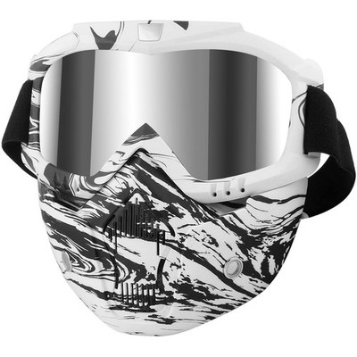 Motorcycle Goggles with Detachable Face Mask, Protective Full Face Motocross ...
