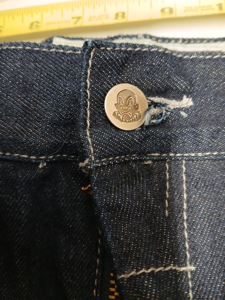 Pantalones de mezclilla vintage Y2K Joker marca holgados patinador pierna ancha grunge lavado oscuro talla 32x30 Foto 4 de 4