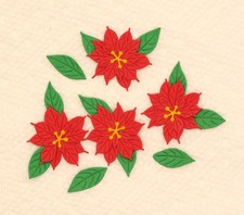 Small Poinsettia Winter Paper Die Cut 4 pcs 12 leaves Christmas Scrapbooking