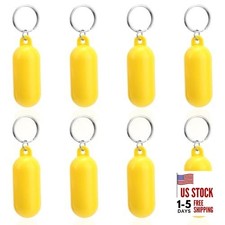8pcs Floating Boat Keychains, 2.56x0.98in Yellow Oval Shape Float Key Rings