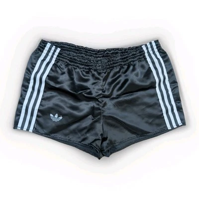 ADIDAS Glanz Nylon Shorts schwarz Sprinter Vintage Fußball Torwart Sport Running - Bild 1 von 4