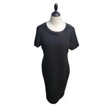 Signature Collection Women's Little Black Dress Sz14/16 Black Zip Chain Detail