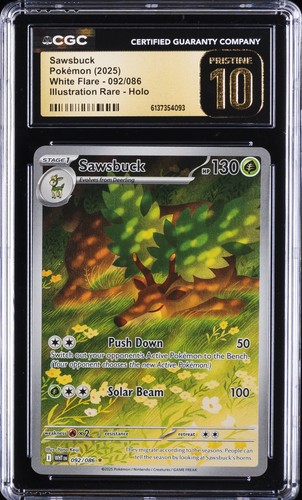 2025 POKEMON WHITE FLARE ILLUSTRATION RARE #92 SAWSBUCK CGC 10 PRISTINE
