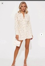 Friday Feels Shirt Dress - White/Pink  Size XL **run small**