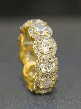 Yellow Gold Five Stone Cubic Zirconia Halo Ring Sizes 5 6 7 8 9 10 11 12