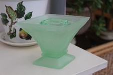 art deco green frosted bagley spinette vase 19 cm x 11 cm