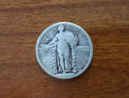 Standing Liberty Quarter  With Worn Date But Beautiful Famous Design- 90% Silver