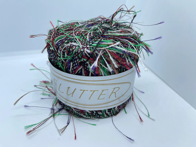 Knitting Fever Flutter #51 Green Burgundy Purple White Black Eyelash Yarn 20g75y