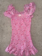 LoveShackFancy Pink Kodie floral-print mini dress Size Small