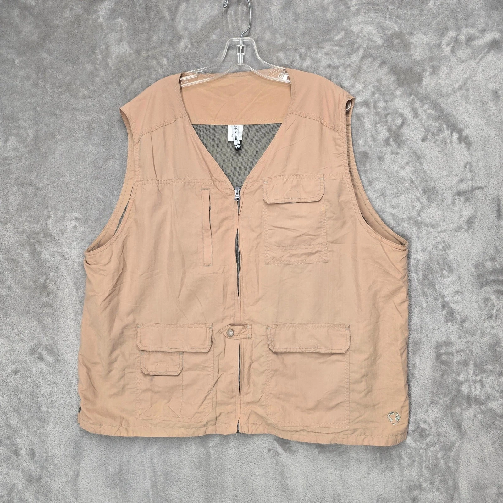 Magellans Travel Mens XXL Tan Multi Pocket Utility Safari Fishing Vest Gorpcore