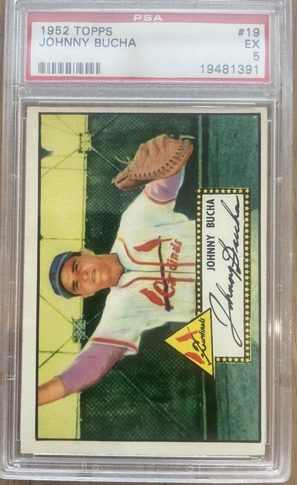 1952 Topps PSA 5 EX Johnny Bucha #19 Red Back (RC) St Louis Cardinals