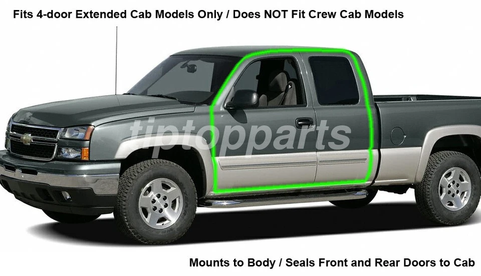 Nuevo juego de juntas de puerta de cabina extendida resistente al clima / Silverado Sierra X-Cab 2000-2006 Foto 4 de 4
