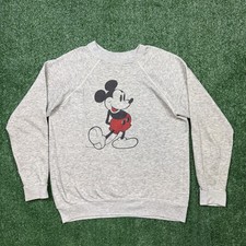 Vintage 80s Mickey Mouse Walt Disney Sweatshirt Mens Large Raglan Heather Gray