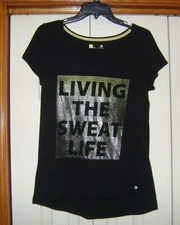 XERSION Womens BLACK SHORT SLEEVE T-Shirt Med, M Ex Pre-owned Cond FREE Shipping