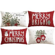 Set of 4 Christmas Throw Pillow Covers 12x20 20" x 12" Pack of 4 Gloves red