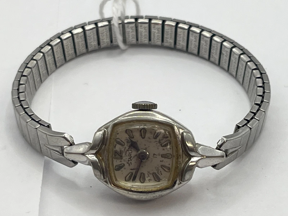 Vintage Elgin Starlite Watch Women\'s Silver Tone 17 Jewels Manual Speidel Band Shop Vintage Ladies ELGIN Watch - Textured Dial & Fancy Lugs  main image 4