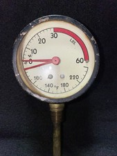 Vintage Aged Dual Pressure Temp Gauge 2.5&rdquo; 60lbs 260 Degrees
