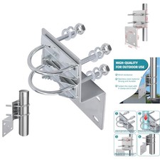 Heavy Duty Antenna Pole Mount Bracket Double U-Bolt V-Jaw Clamp Outdoor Mast Kit