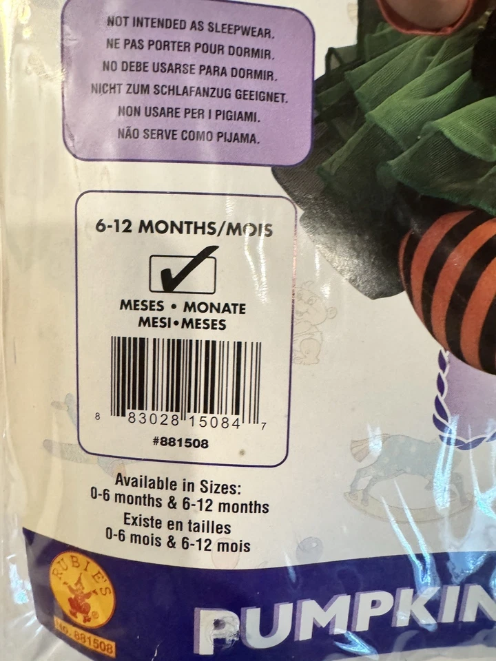 Rubíes Calabaza Princesa Halloween Disfraz Infantil Niño Talla 6-12 Meses Foto 3 de 3