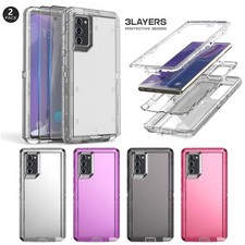 For Samsung Galaxy Note20 Transparent Case Rugged Cover / Glass Screen Protector