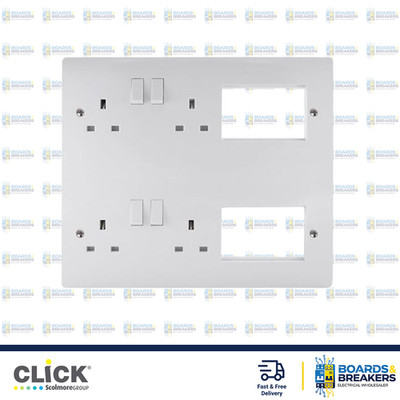 Click Mode CMA606 4 x 13A geschaltete Steckdosen & 2 x 3 Blendenplatte